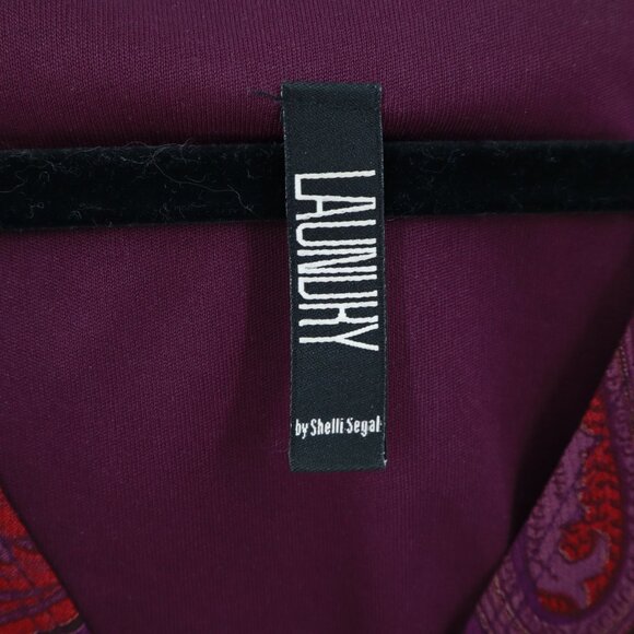 Laundry Paisley Dress Womens 8 Purple Red Officecore Whimsigoth 70s Witchy Gypsy - Picture 3 of 10